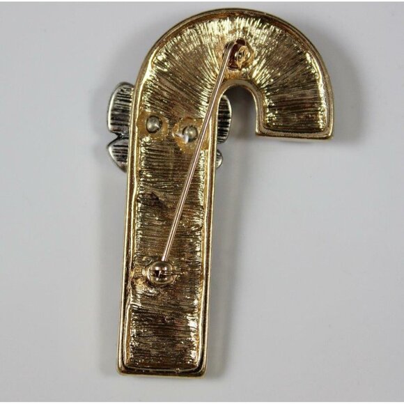 Christmas Happy Holidays Candy Cane Pin Enamel & Crystals - Picture 2 of 3